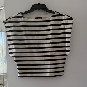 J. Crew Navy and White Striped Crop Top